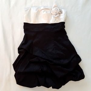 Black and White Floral Rose Prom Dress